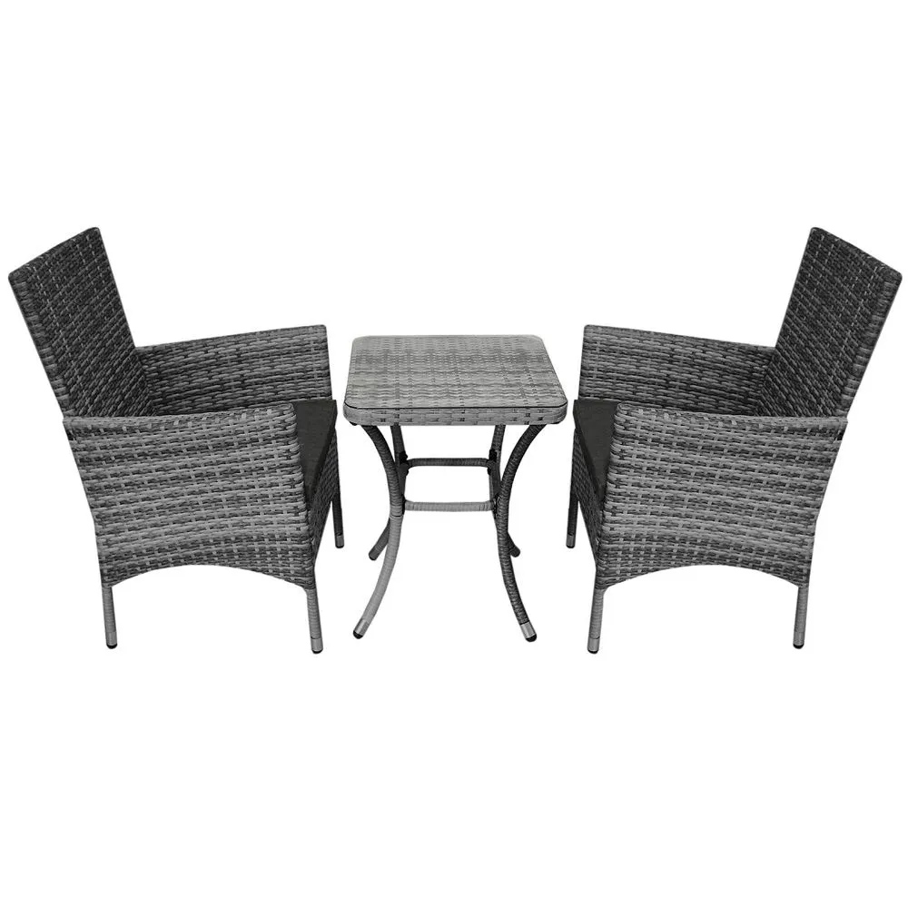 Rattan Bistro Set Grey