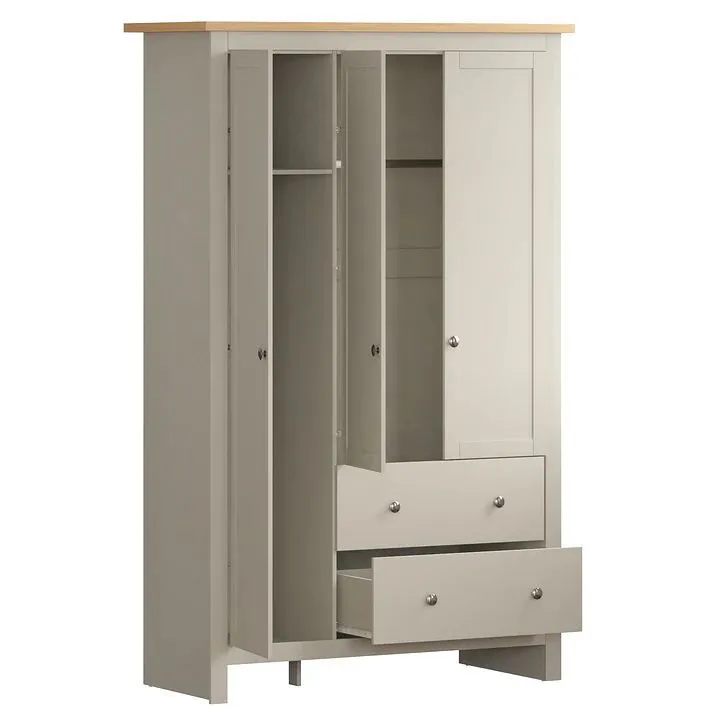 Lobo 3 Door 2 Drawer Wardrobe, Grey