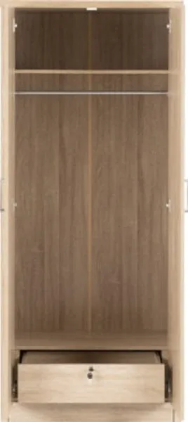 2 Door Wardrobe Light Oak Effect Veneer