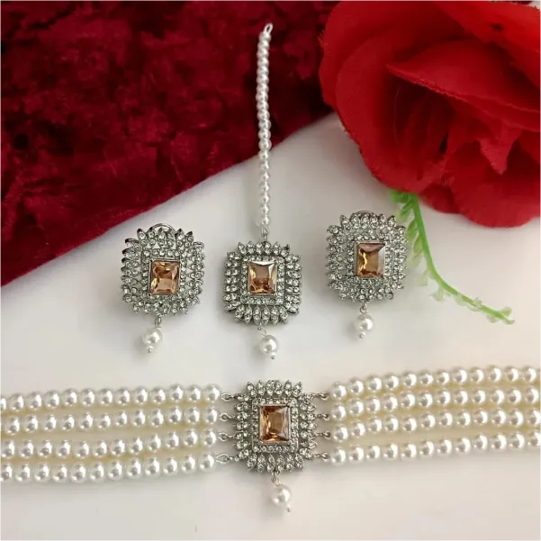 Zircon Champagne Choker Set