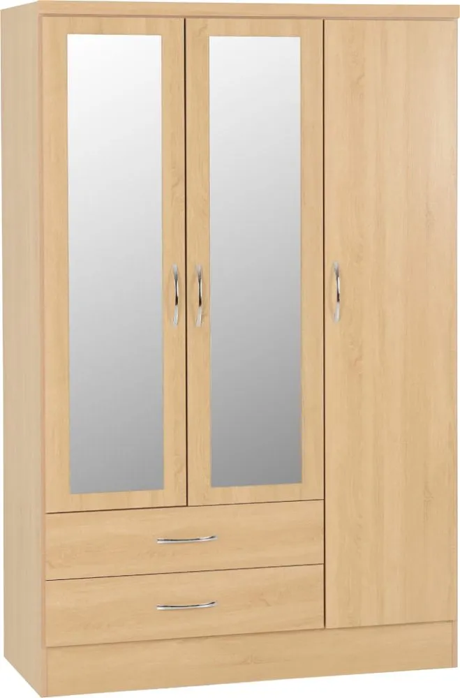 Eton 3 Door Sonoma Oak Effect MDF 3D Effect Hinged Wardrobe