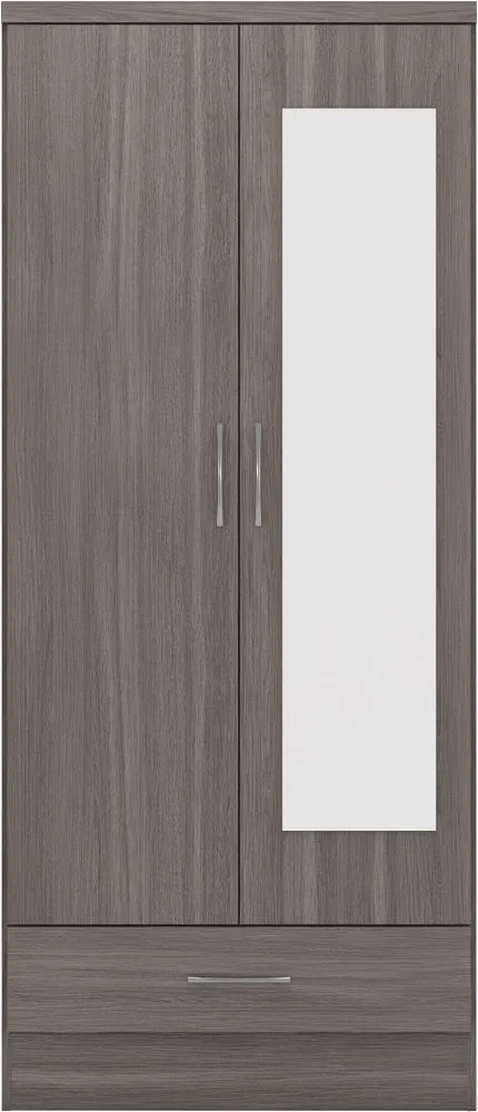 Eton 2 Door Black Wood Grain MDF 3D Effect Hinged Wardrobe