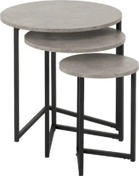 Round Nest Of Tables Concrete Effect Black