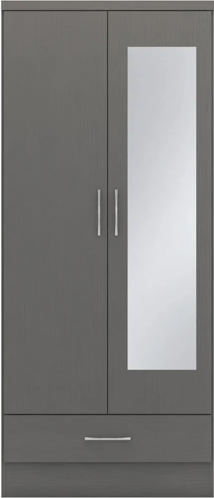 Eton 2 Door Grey MDF 3D Effect Hinged Wardrobe