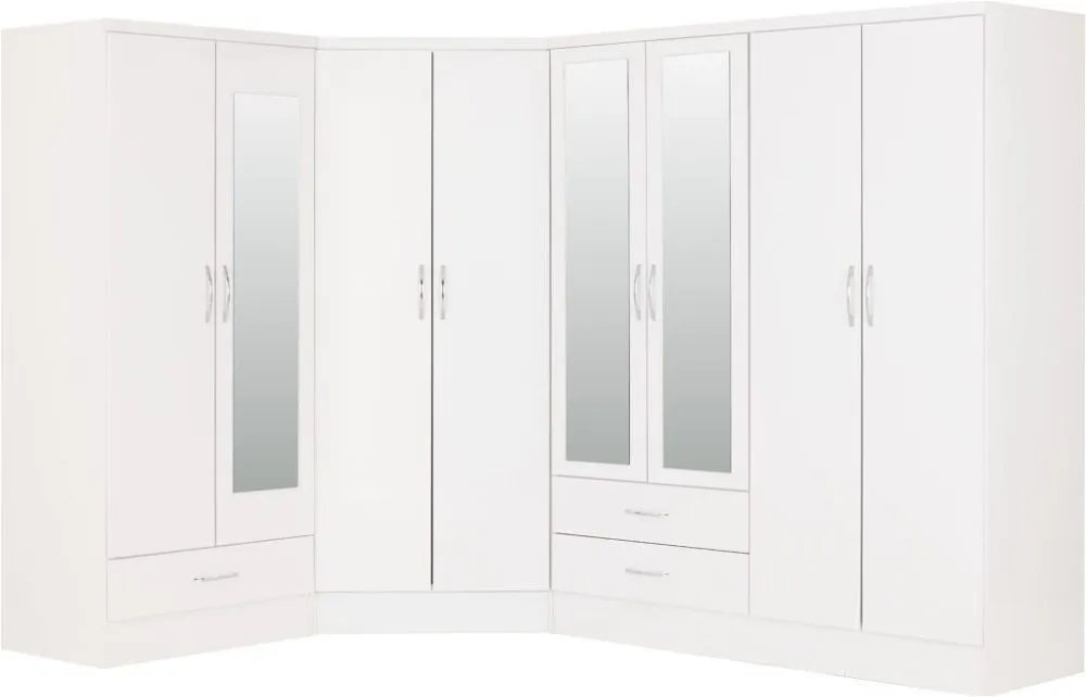 2 Door Corner Wardrobe White Gloss