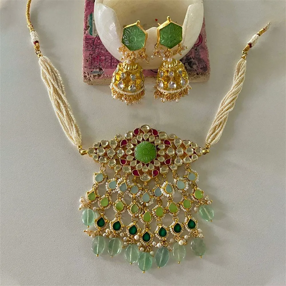 Sultana Paachi Kundan Necklace Set