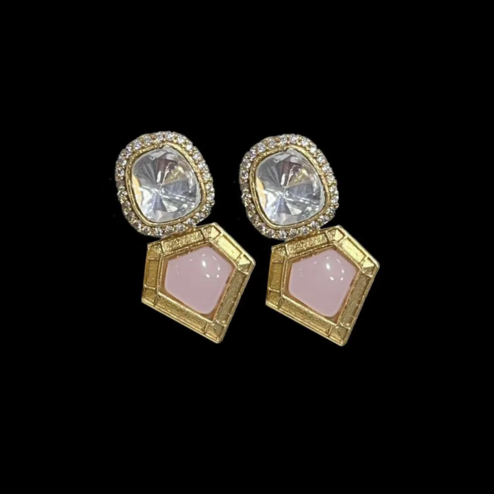 Iraj Polki Earrings Pink