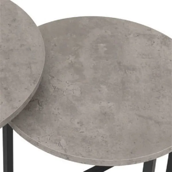 Round Nest Of Tables Concrete Effect Black