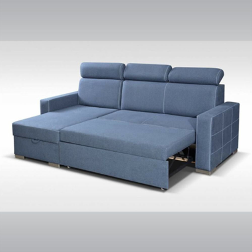 Cust Blue L Shape Sofa Bed