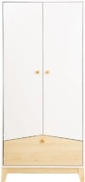 2 Door 1 Drawer Wardrobe White And Pine Effect