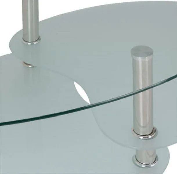 Coffee Table Clear Glass, Frosted Glass & Silver