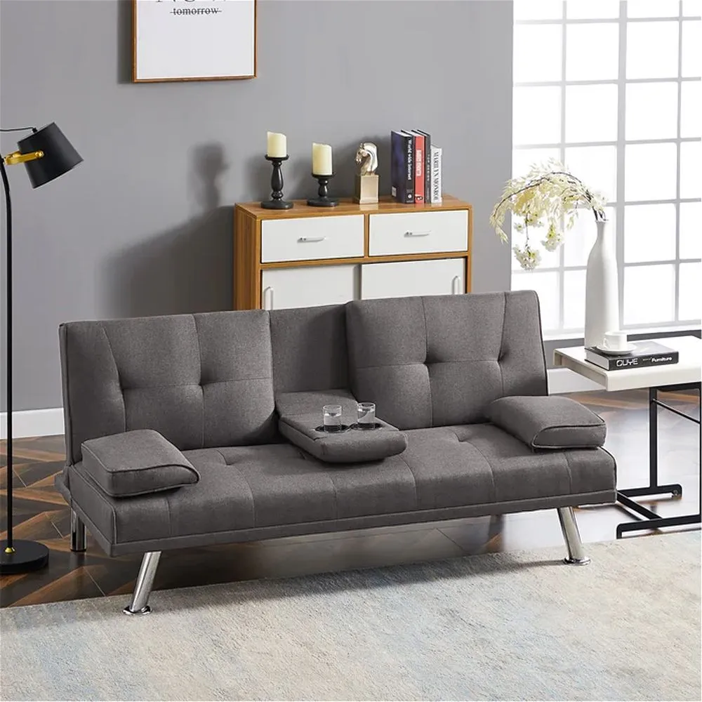 3D Fabric 3 Seater Sofa Bed Grey