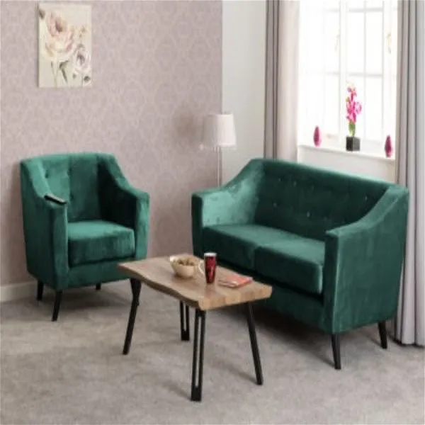 Ascot Green 1 Seater Velvet Fabric Sofa