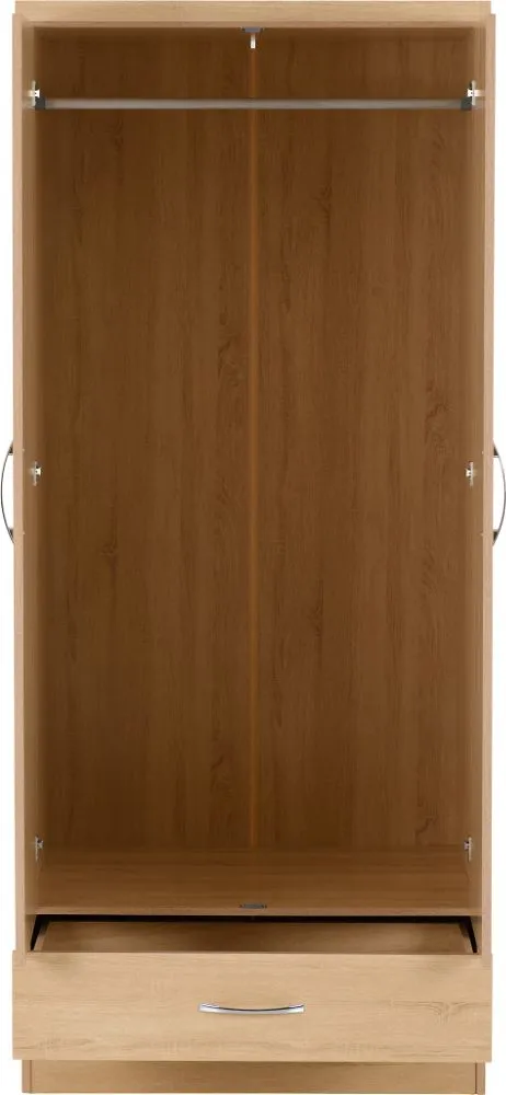 Eton 2 Door  Sonoma Oak Effect MDF 3D Effect Hinged Wardrobe