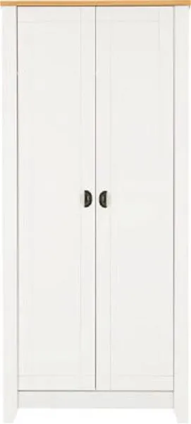 2 Door Wardrobe White And Oak Lacquer