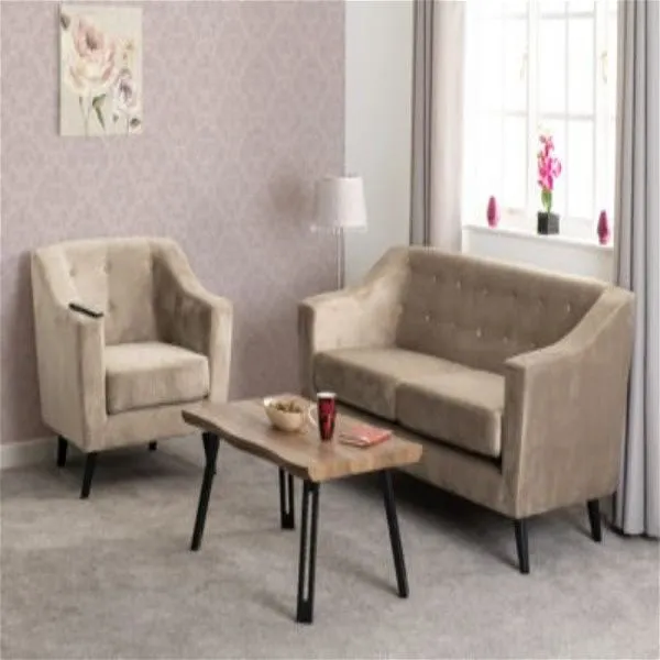 Ascot Cream 2 Seater Velvet Fabric Sofa