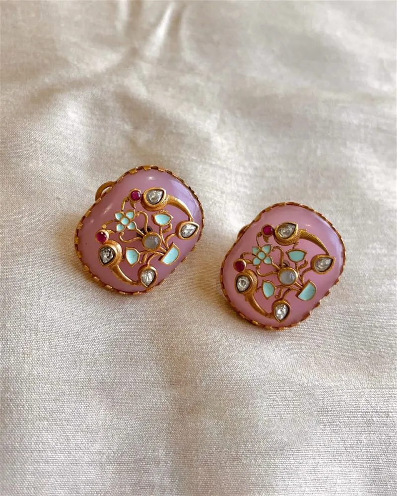 Nadia Fusion Inkari Earrings Pink