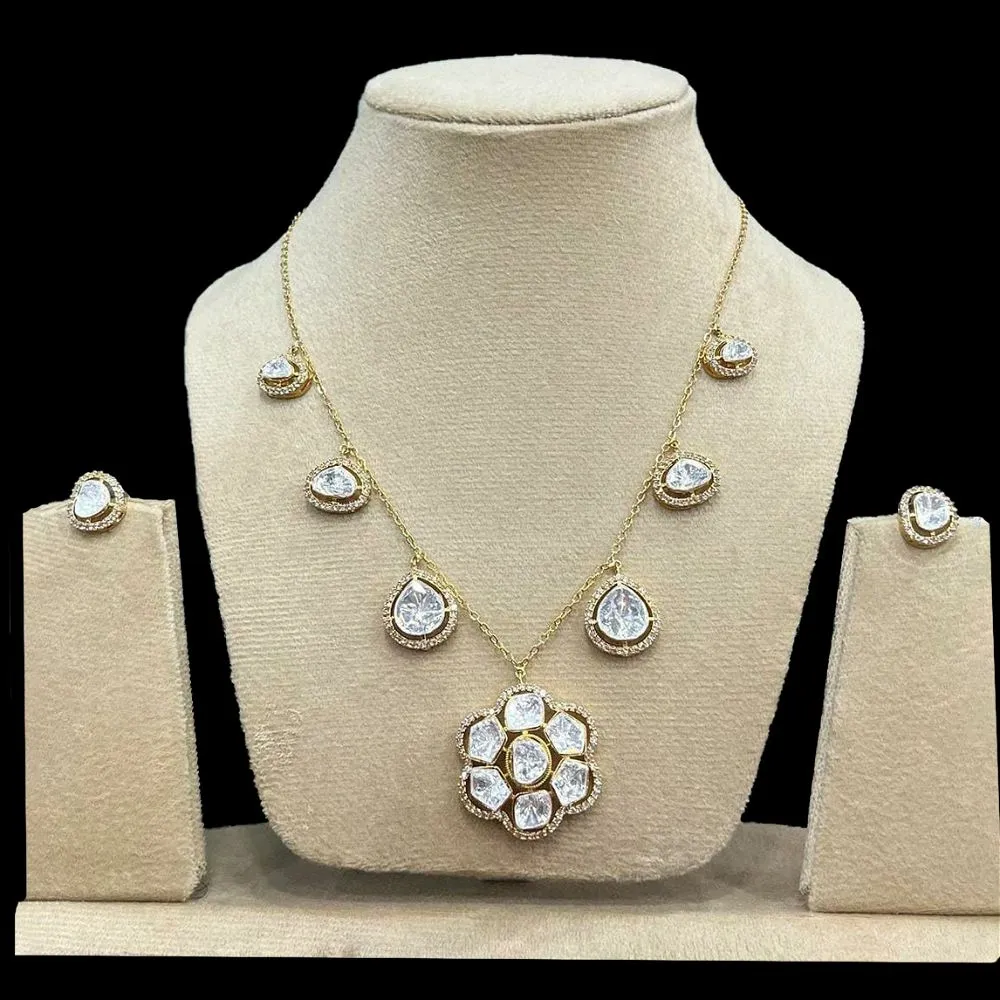 Floral Moissanite Diamond Necklace Set