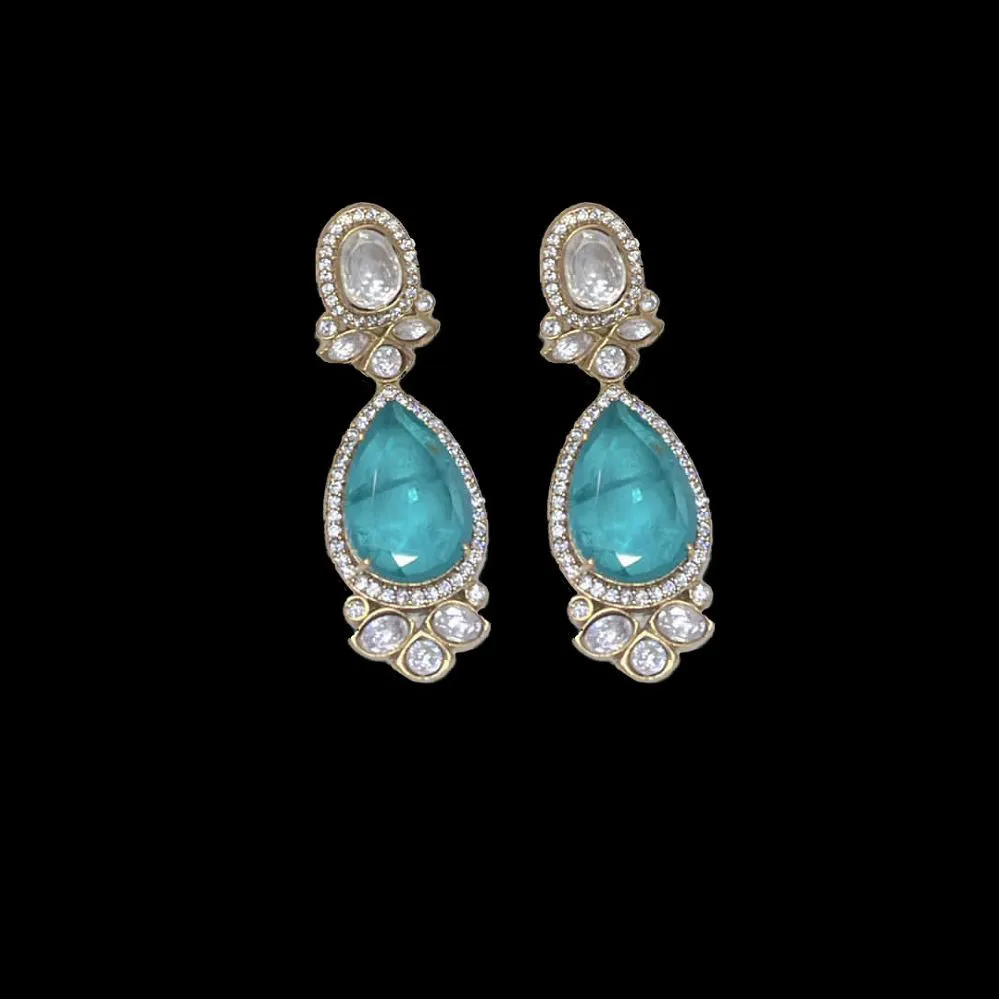 Hamia Polki Earrings Aqua