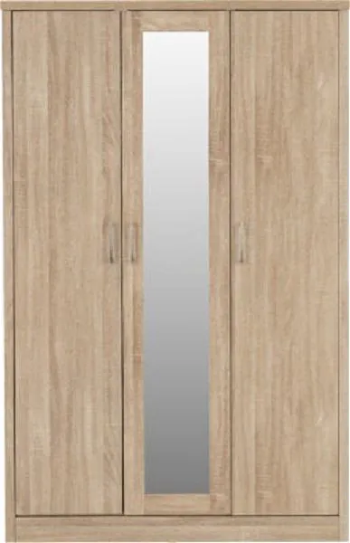 3 Door Wardrobe Light Oak Effect Veneer