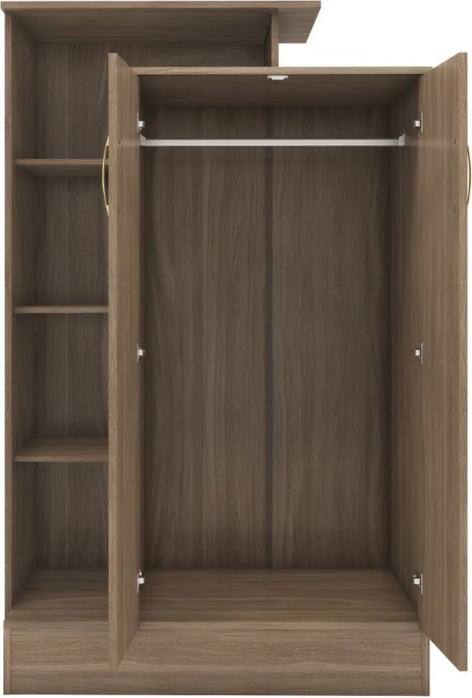 Thurso Open Shelf 2 Door Wardrobe Rustic Oak Effect