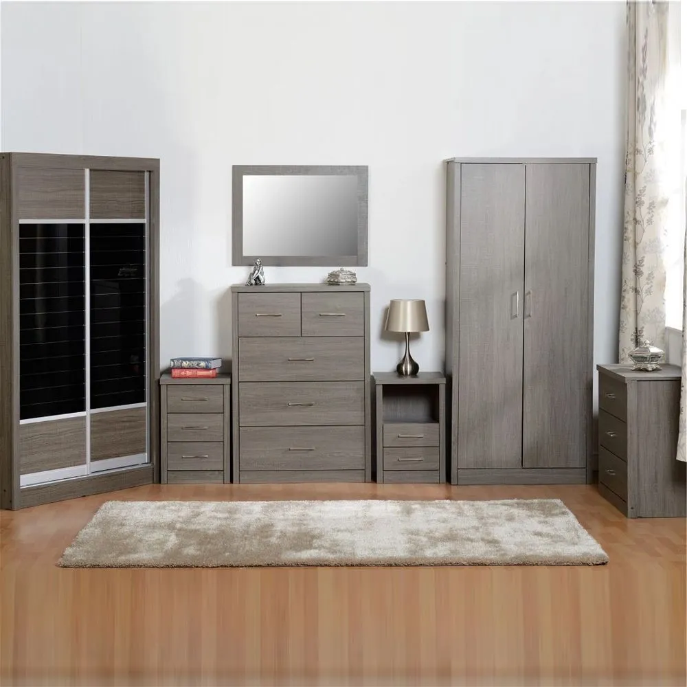 2 Door Sliding Wardrobe Black Wood Grain