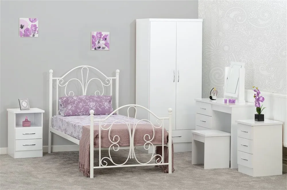 Eton 4 Door White Gloss MDF 3D Effect Hinged Wardrobe