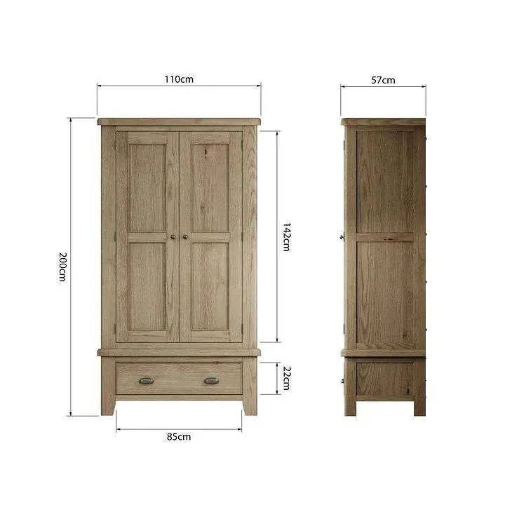 Midland Oak 2 Door Wardrobe