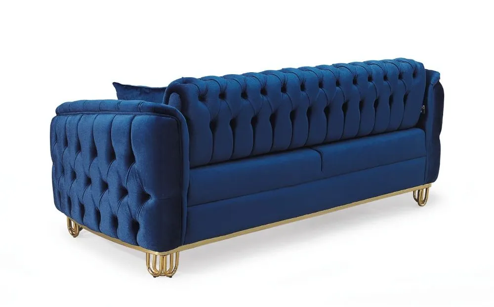 Lux Blue Chesterfield Sofa Set