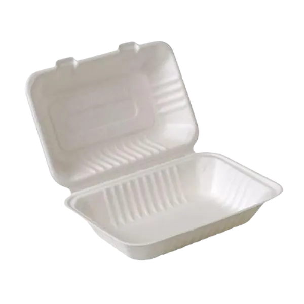 Bagasse Clamshell Container - 9x6x3