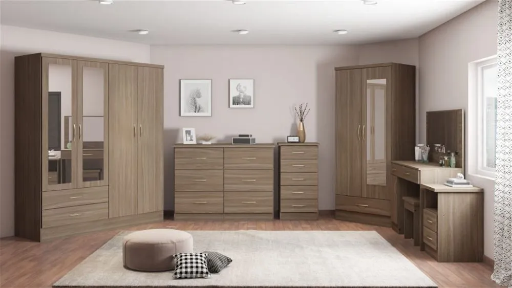 Eton 4 Door Rustic Oak Effect MDF 3D Effect Hinged Wardrobe