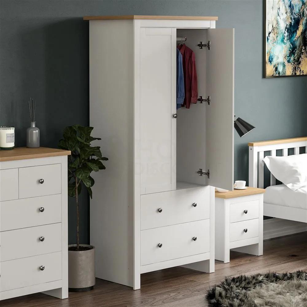 Lobo 2 Door 2 Drawer Wardrobe, White