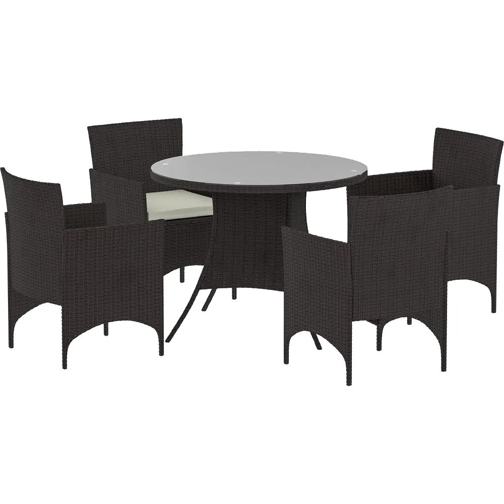Florence Brown  4 Seater Round Table Rattan