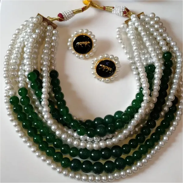 Alia Bhatt Ivory and Green Pearl Choker Set