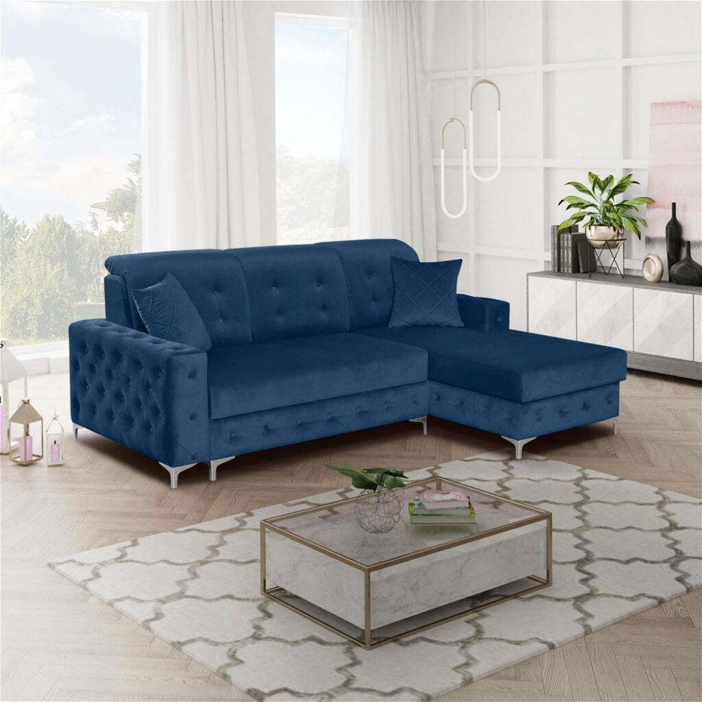 Bleaker Blue Corner Sofa Bed