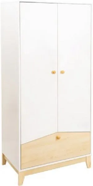 2 Door 1 Drawer Wardrobe White And Pine Effect