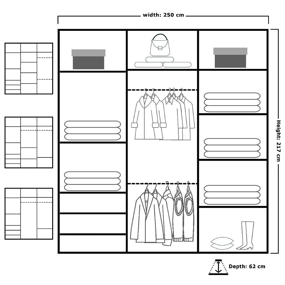 Wave II Sliding Wardrobe 250cm Black