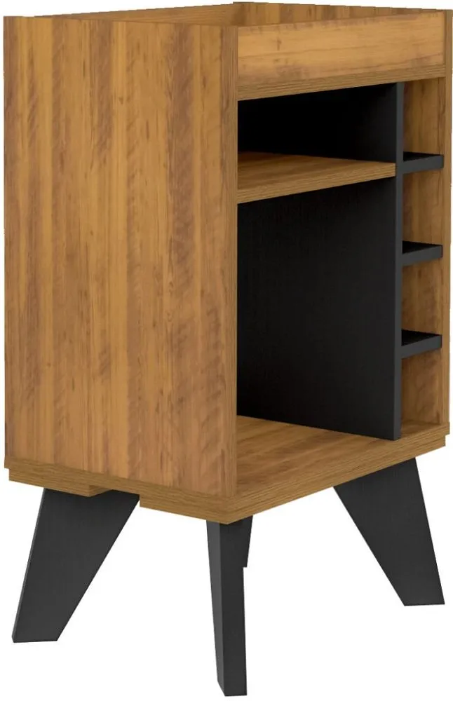 Mini Bar Side Table Black Pine Effect