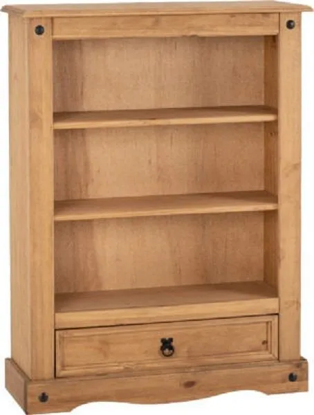 1 Drawer Bookcase Distressed Waxed Pine