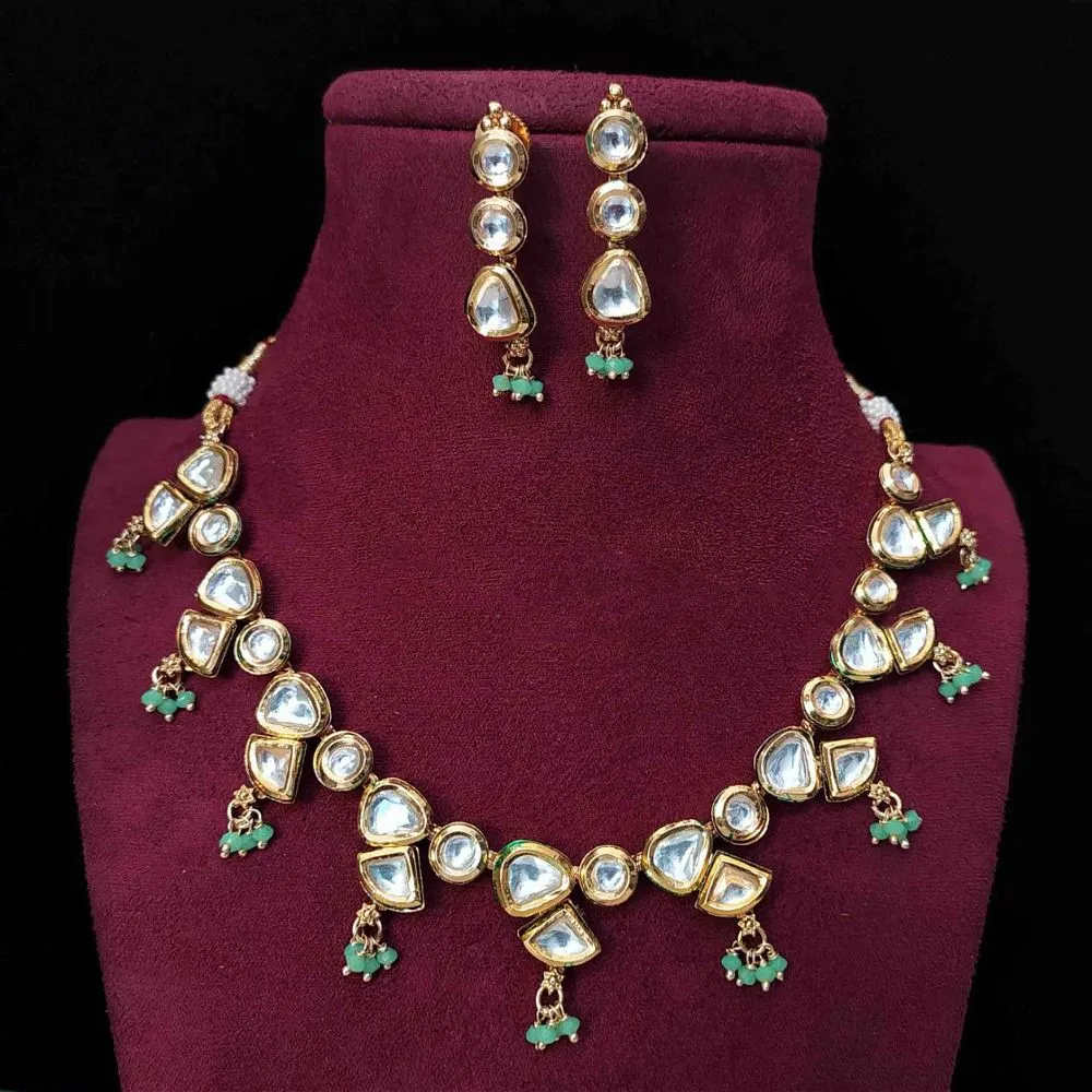 Laia Jadau Polki Necklace Set - Green