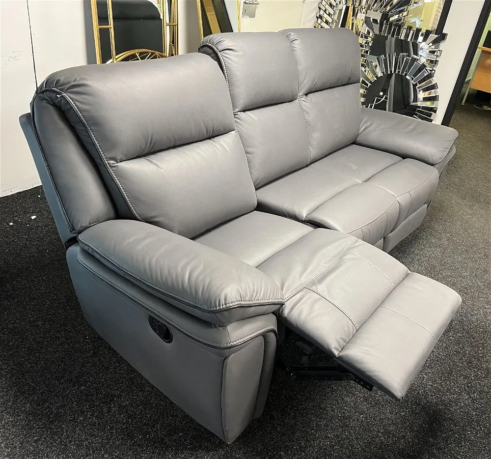 Porano Grey 3 Seater Recliner Sofa