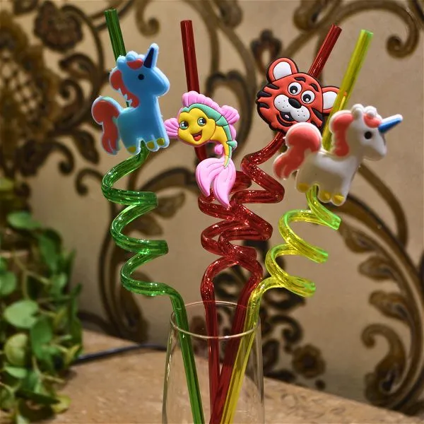 Cute Straw With Reusable Animal Toy