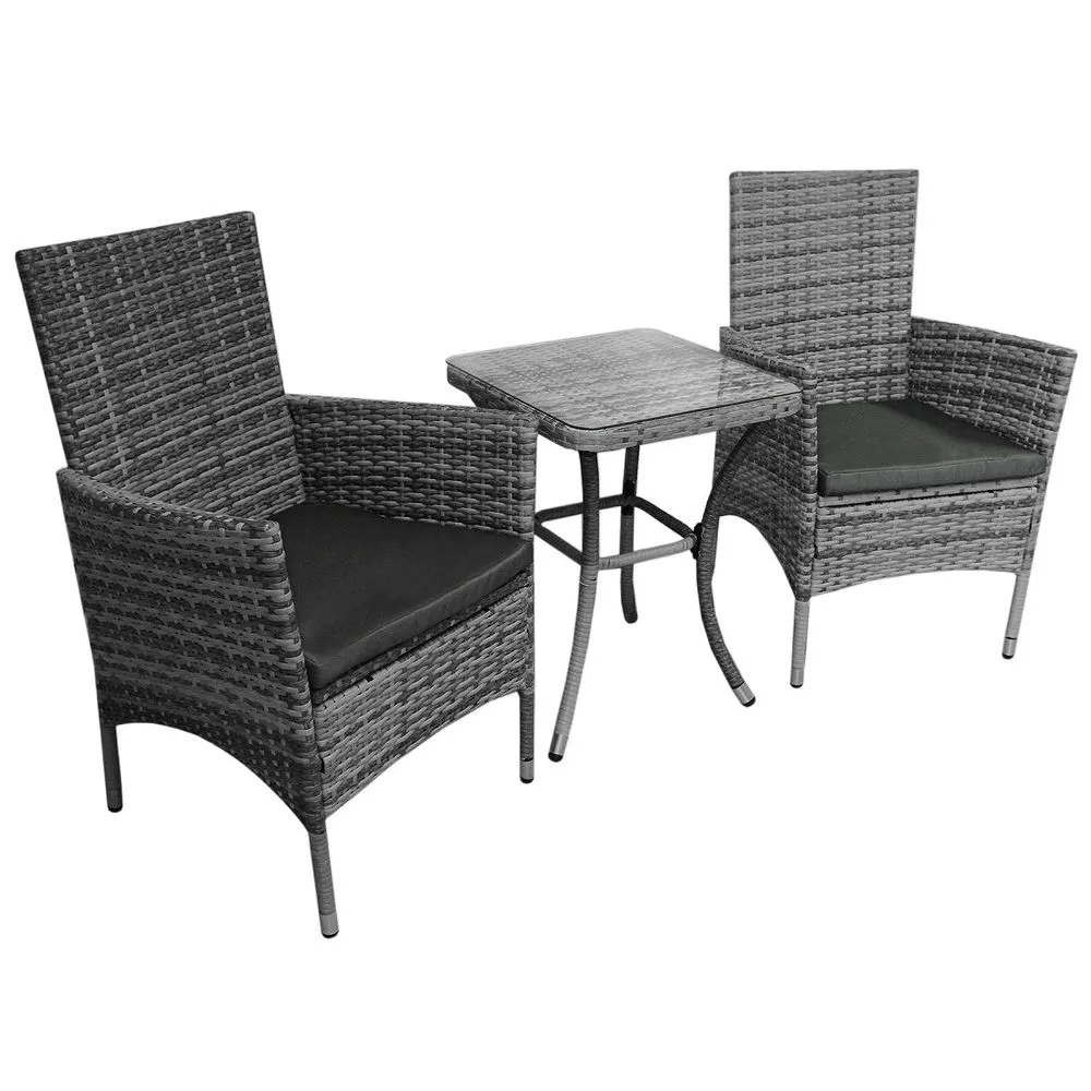 Rattan Bistro Set Grey