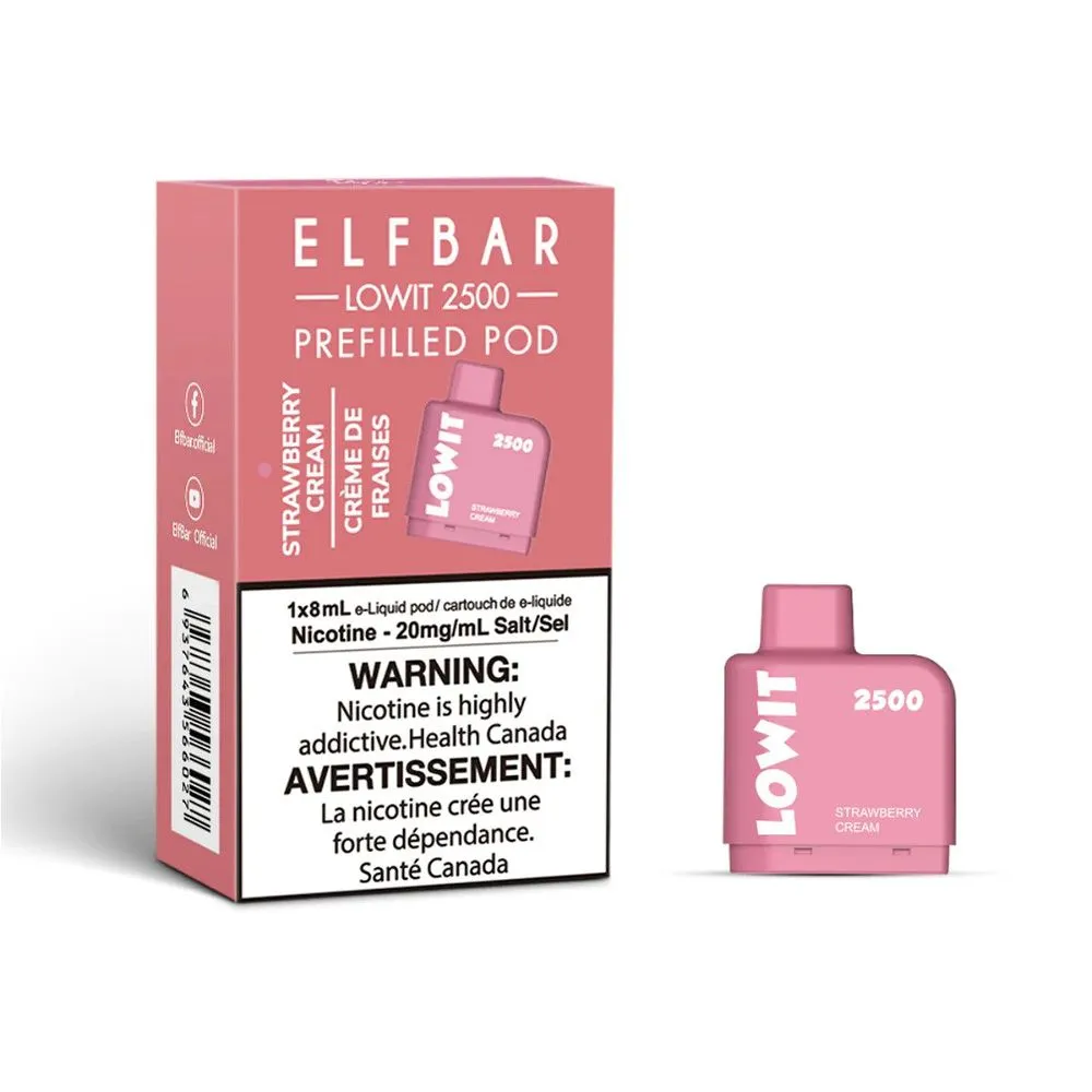 ELF BAR LOWIT 2500 PREFILLED PODS STRAWBERRY CREAM