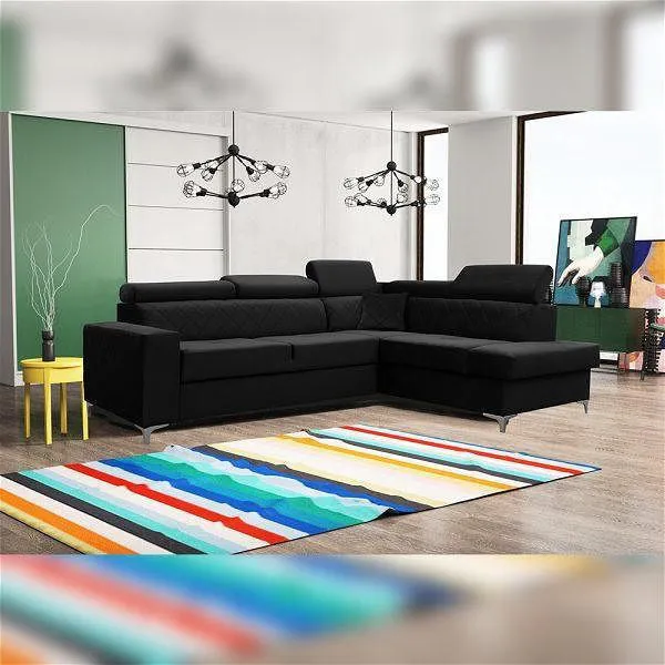 Garza Black Corner Sofa Bed