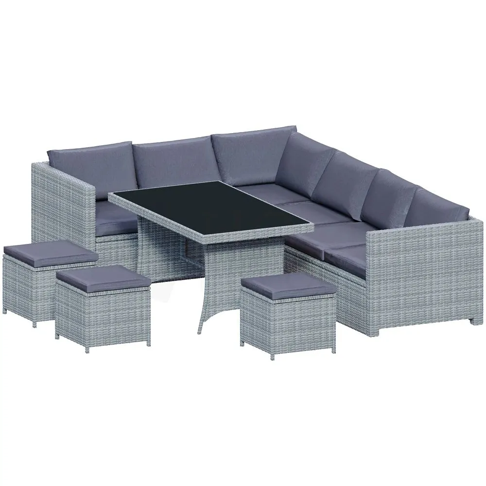 German 9 Seater Grey Rattan Set