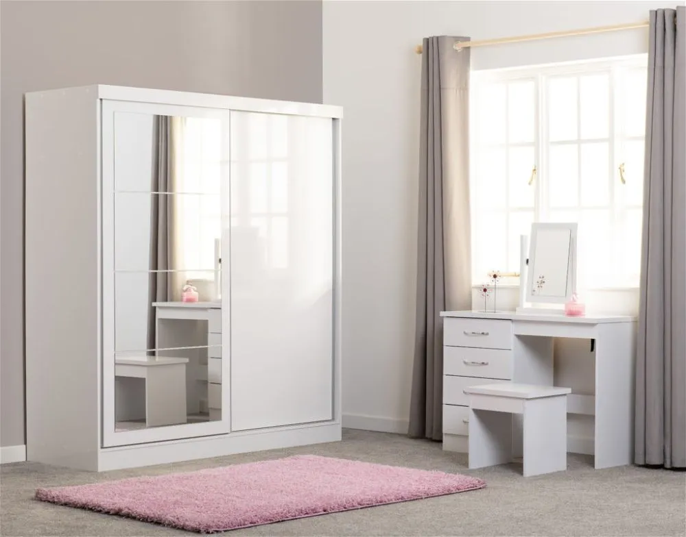 2 Door Sliding Wardrobe White Gloss