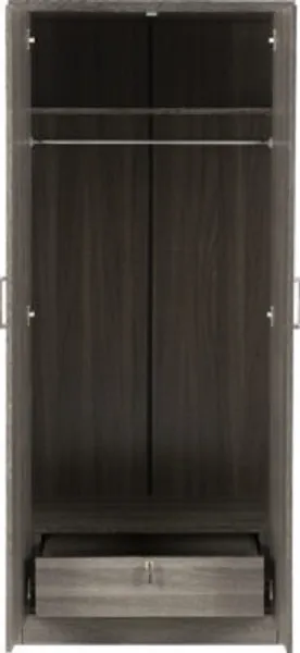 2 Door Wardrobe Black Wood Grain