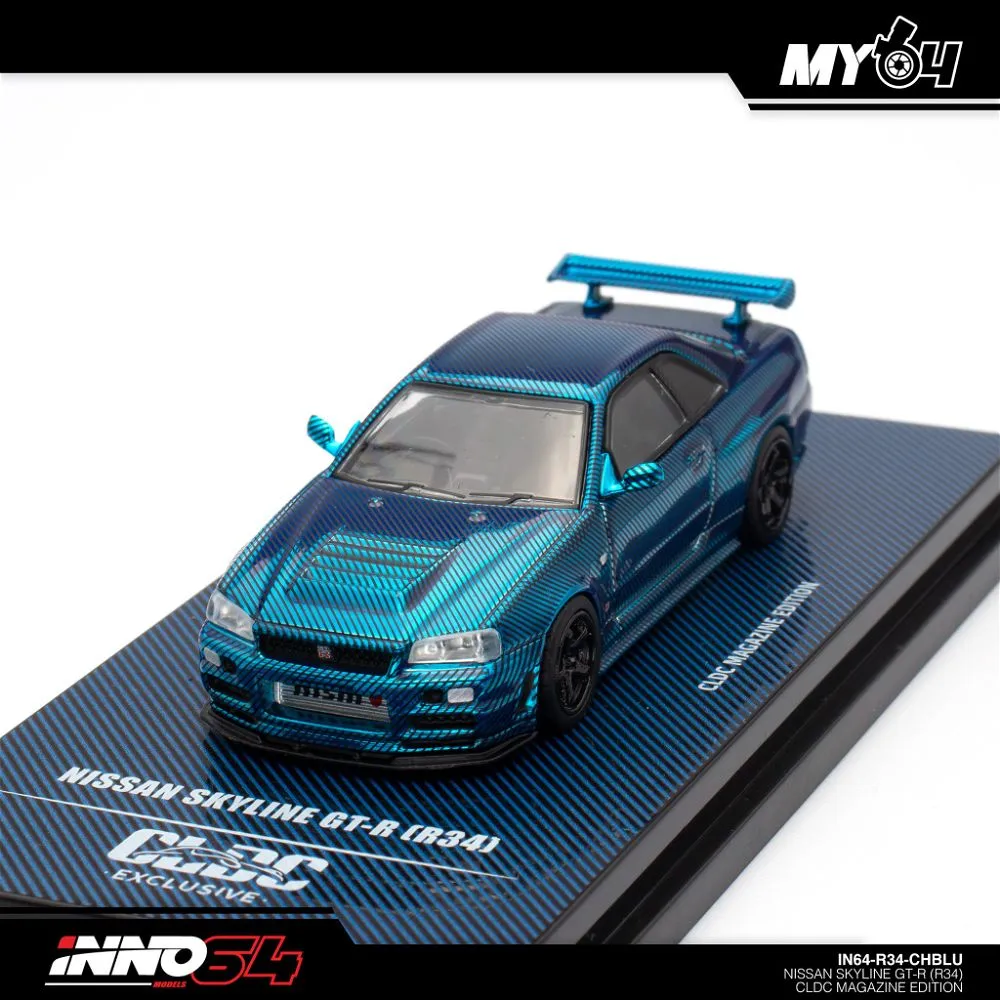 INNO64 | NISSAN SKYLINE GT-R R34 | CLDC CAR LOVERS DIECAST SPECIAL EDITION | CARBON BLUE