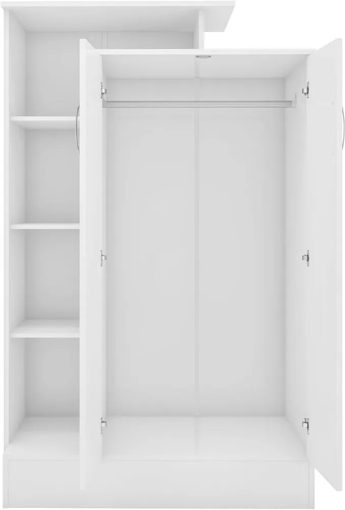 Thurso Open Shelf 2 Door Wardrobe White Gloss